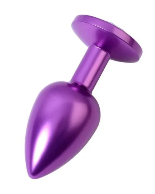Metal Anal Plug, mor kristalli, 7,2 cm, Ø2,8 cm, 50 g