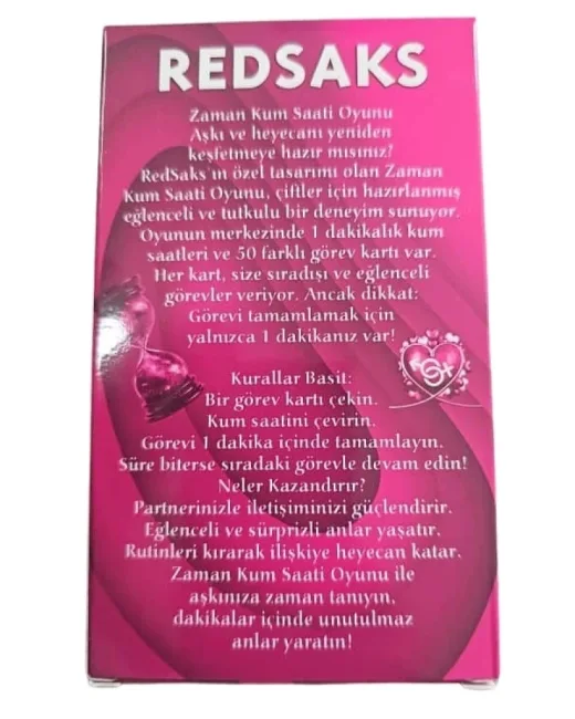 RedSaks Zaman Kum Saati Çiftler Oyunu – 1 Dakikalık Tutku ve Eğlence Görev Kartlarıyla Romantik Oyun Seti