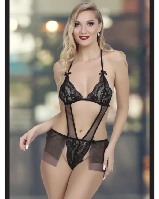 Kadın Siyah Seksi Fantezi Etekli Fantezi Babydoll alternatif görünüm