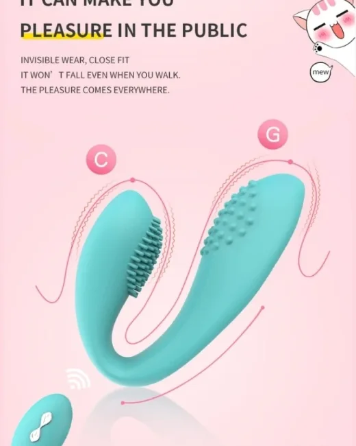 Kablosuz Kumandalı Tırtıklı Klitoris ve G-Spot Uyarıcı 2 in 1 Çift C Vibratör – Silikon, Şarjlı