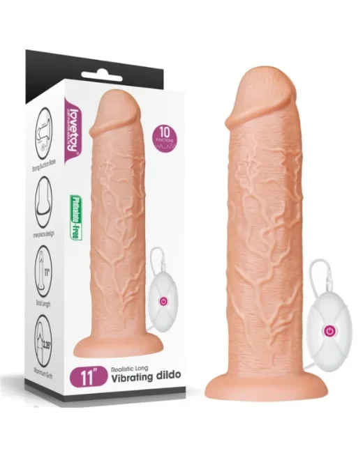 11 i̇nç Realistik Long Titreşimli Dildo – Hissedilir Damarlı, Şarjlı