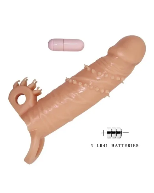 4 cm Dolgu Uzatmalı Titreşimli Penis Kılıfı – Hissedilir Damarlı