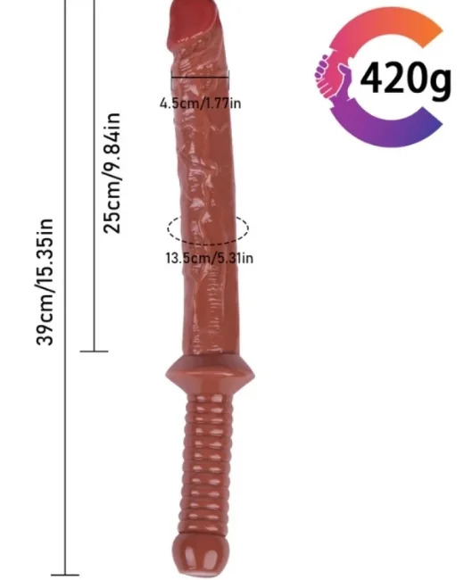 39 cm Kahverengi Realistik Kılıç Dildo – Medikal Silikon