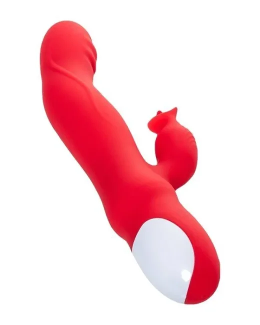Jos Redli 21 cm Kırmızı Klitoral Uyarıcılı Vibratör – Silikon, Şarjlı