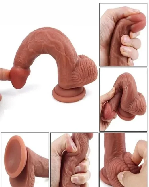Çift Katmanlı Realistik Dildo – Medikal Silikon