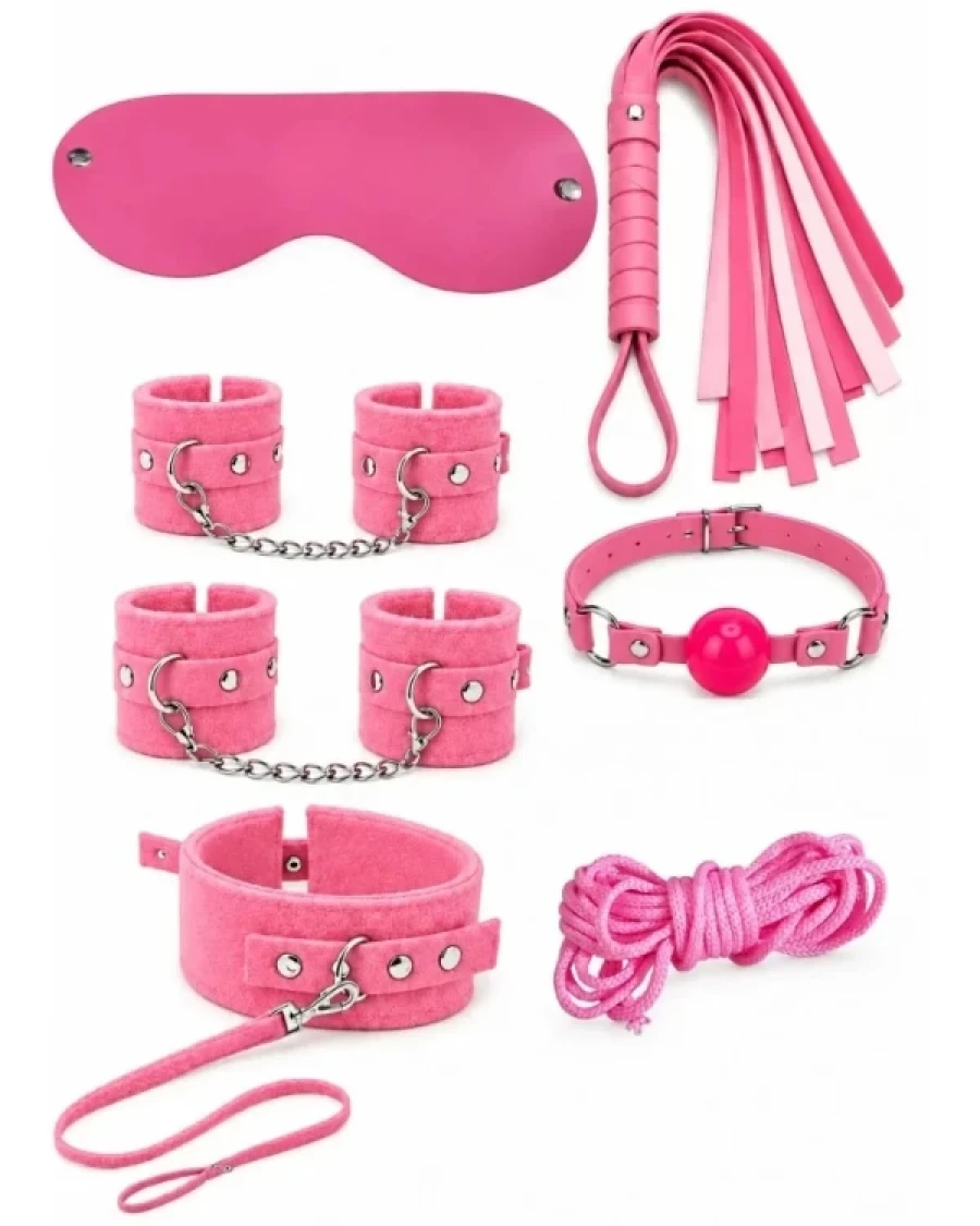 Pembe ye pembe uyku maskeli 7 Parça Set