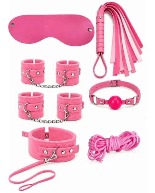 Pembe ye pembe uyku maskeli 7 Parça Set