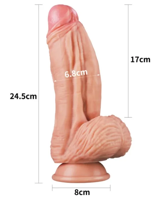 Love Toy King Boyutlu Çift Katmanlı Silikon Doğal Görünümlü Penis Dildo – Gerçekçi His