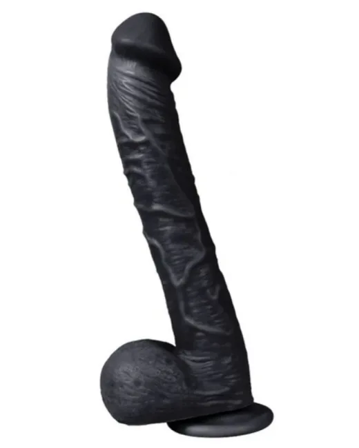 Büyük Boy 33 cm Koyu Ten Rengi Dildo – Et Dokulu