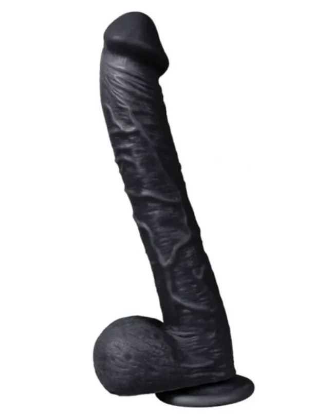 Büyük Boy 33 cm Koyu Ten Rengi Dildo – Et Dokulu
