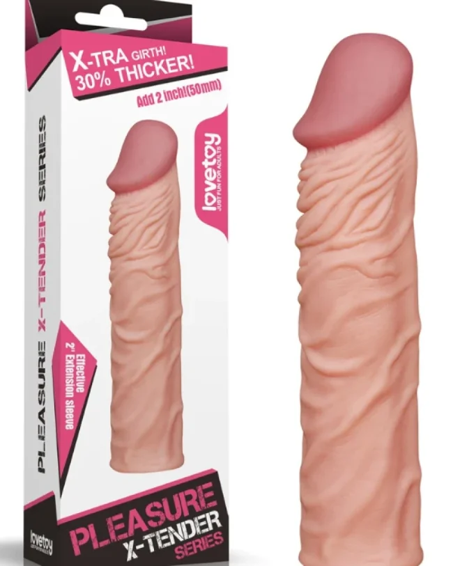 Add 2" Pleasure X Tender Ten Rengi Penis Kılıfı Rengi – Hissedilir Damarlı