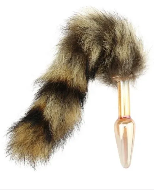 Tilki Kuyruklu Cam Anal Plug 11 cm çap 25 mm