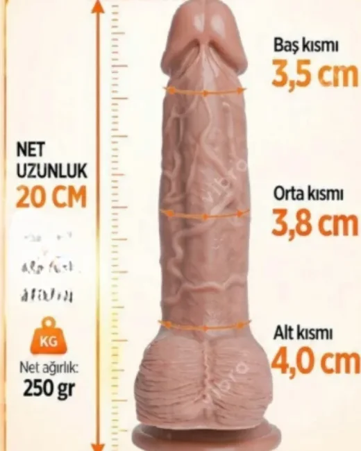 20 cm Ultra Yumuşak Gerçekçi Dildo – Esnek ve Doğal Dokulu alternatif görünüm