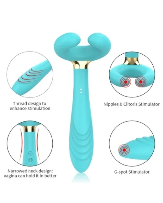 Çiftler için Klitoris Vibratörü – 3 Motorlu Çok Fonksiyonlu Konsolador ve Penis Masajörü (Mavi)