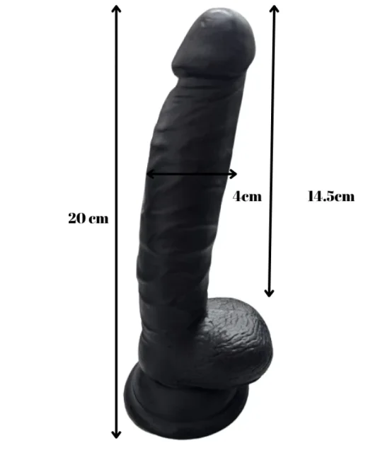 Gerçekçi Testisli Siyah Dildo 20 cm alternatif görünüm