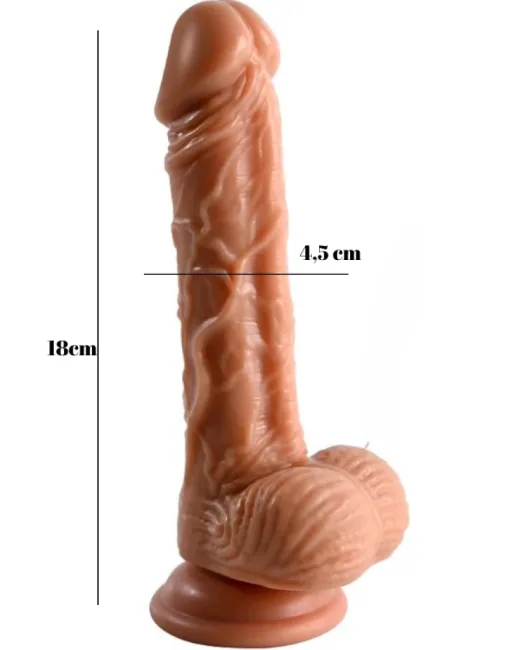 18 cm Realistik Titreşimli Dildo – Medikal Silikon