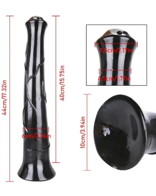 Siyah Renkli 44 cm At Dildo – Sıvı Silikon
