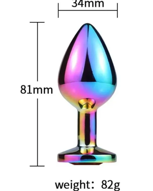 Taşlı Çok Renkli Çelik Anal Plug – Orta Boy alternatif görünüm