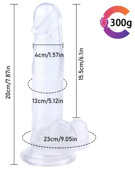 20 cm Beyaz Dildo – Medikal Silikon – Siyah