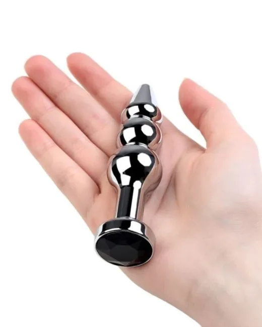 Anal Plug Metal gümüş siyah kristalli 11 cm alternatif görünüm