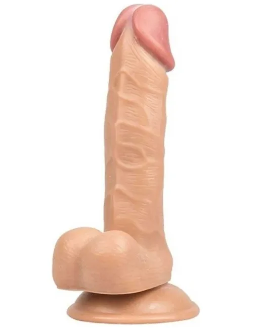 Gerçekçi Testisli Dildo 20 cm – Hissedilir Damarlı, Vantuzlu