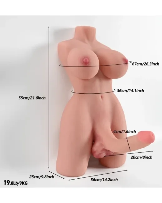 L-Join Gerçekçi 9 kg Yarım Vücut Trans Vajina Penis Mastürbatörü – TPE alternatif görünüm