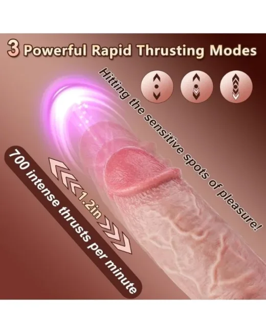 Thrusting Huge Thick Dildo Vibratör 21 cm – Sıvı Silikon, Hissedilir Damarlı