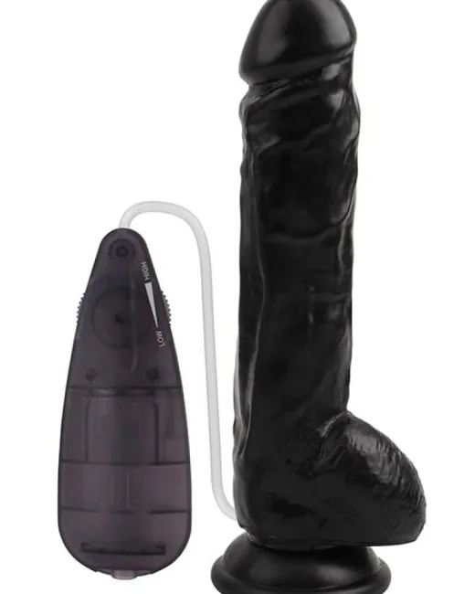 Rubicon Gerçekçi Koyu Ten Rengi Vibratör – 22,5 cm – Hissedilir Damarlı, Vantuzlu