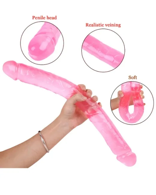 46 cm Pembe Çift Taraflı Dildo – Medikal Silikon