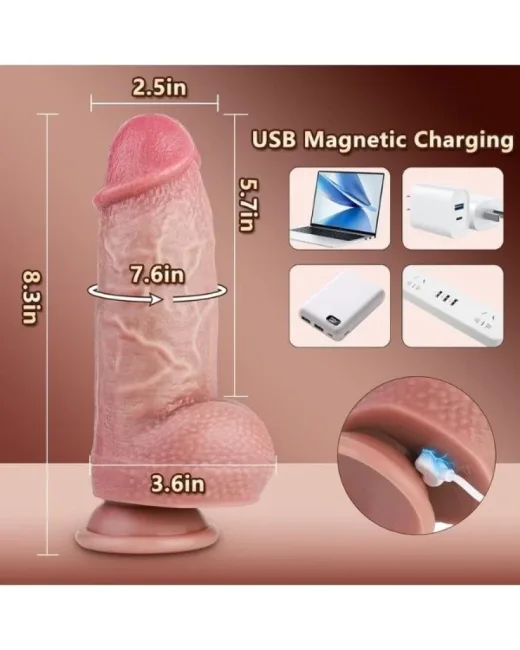 Thrusting Huge Thick Dildo Vibratör 21 cm – Sıvı Silikon, Hissedilir Damarlı
