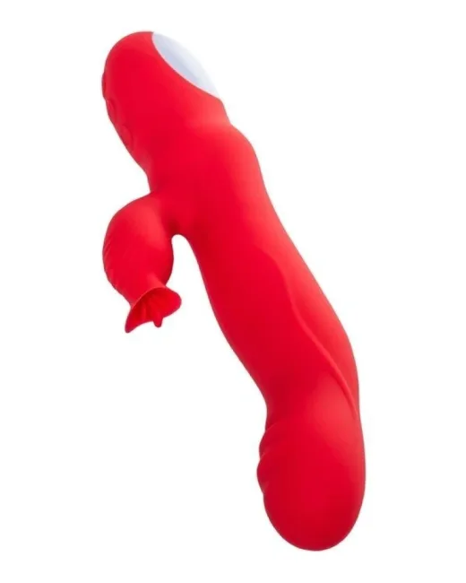Jos Redli 21 cm Kırmızı Klitoral Uyarıcılı Vibratör – Silikon, Şarjlı