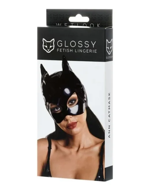 Glossy ANN Deri Kedi Maskesi siyah