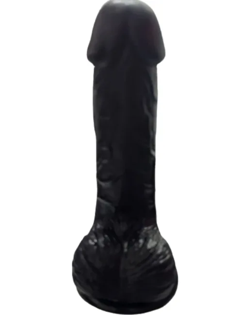 Gerçekçi Testisli Siyah Dildo 19 cm