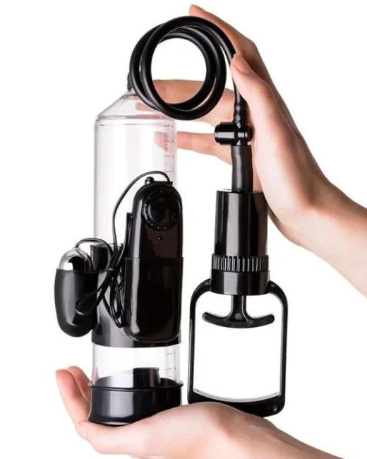 3 halkalı Titreşimli penis pompası PVC Siyah 22,8 cm