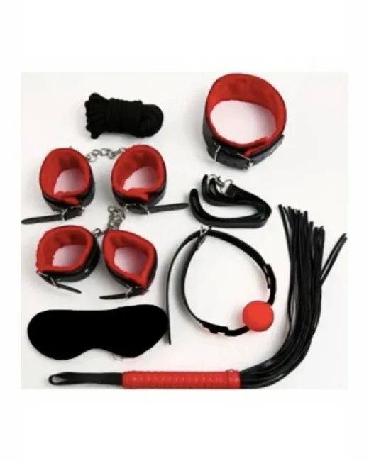 Fetiş Kırmızı Siyah Set 7 Parça