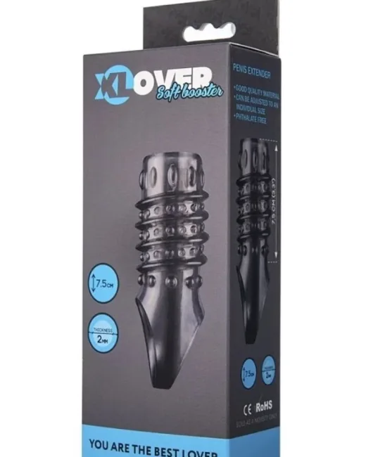 XLover Penis Extender Kılıfı TPE Siyah Şeffaf 7,5 cm