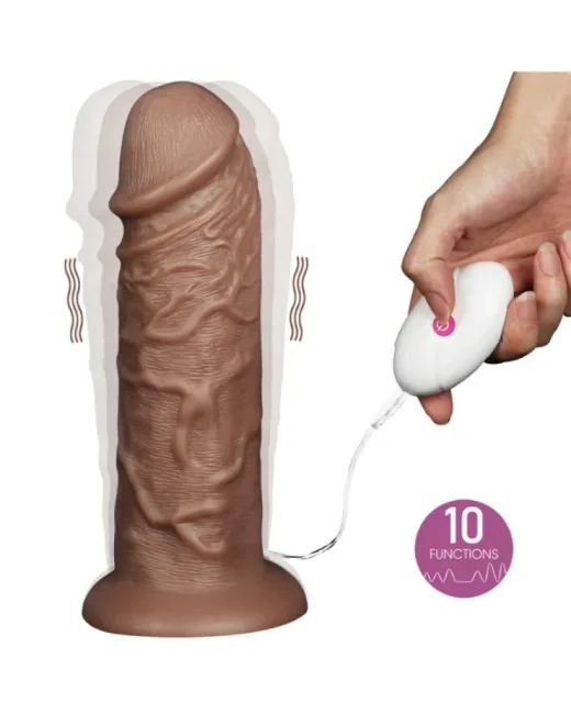 10.5'' Realistik Chubby Titreşimli Dildo – Hissedilir Damarlı, Şarjlı alternatif görünüm