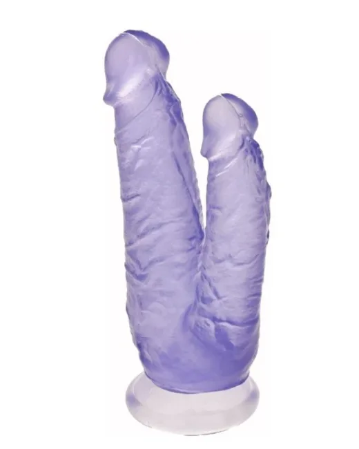 19 cm Mor Çiftli Dildo – Medikal Silikon alternatif görünüm
