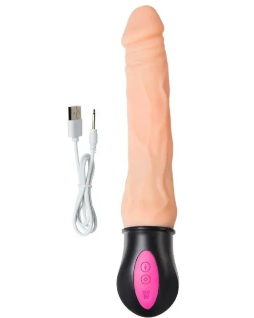 Isıtmalı Realistik Vibratörü TPE Ten Rengi 25 cm
