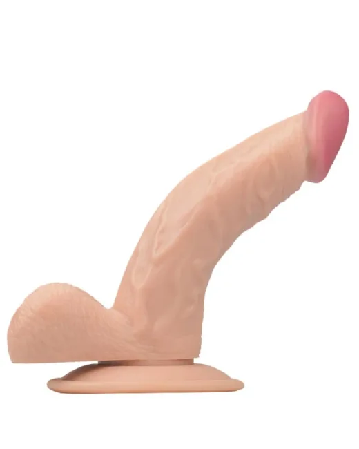 Dickdo Gerçekçi Eğik Penis Formlu Dildo 18 cm – Hissedilir Damarlı, Vantuzlu