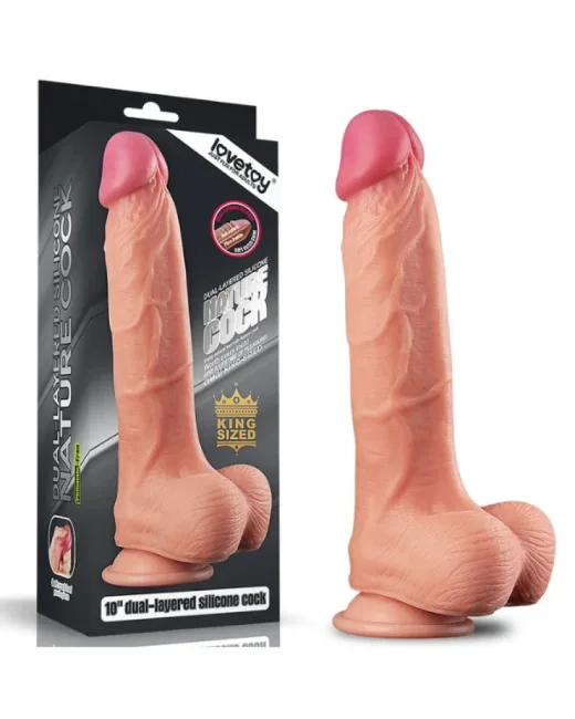 10 i̇nç Dual Layer Platinum Silikon Cock Dildo – Hissedilir Damarlı