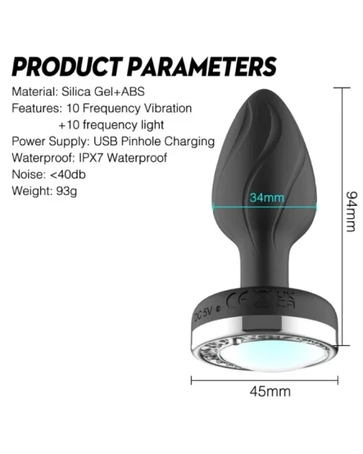 Ycxydr Telefon Kontrollü Titreşimli Anal Plug – Silikon, Şarjlı alternatif görünüm