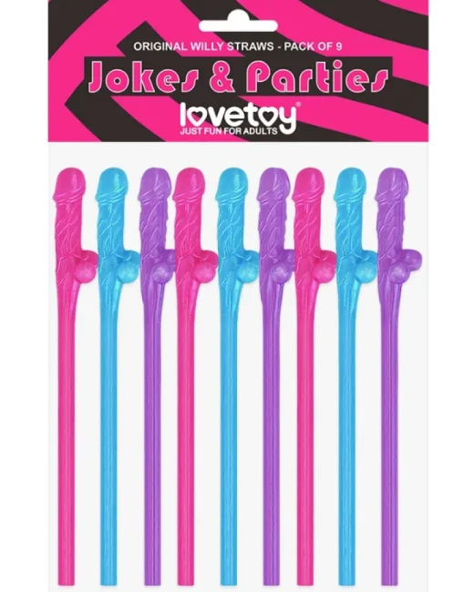 Jokes & Parties Original Willy Straws – Pack of 9 Dildo Pipet alternatif görünüm