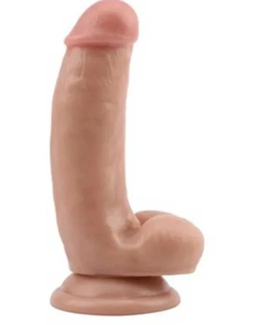 Fashion Dude 17,2 cm Çift Katmanlı Dildo – Hissedilir Damarlı, Vantuzlu
