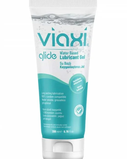 Viaxi Glide Su Bazlı Kayganlaştırıcı Jel 200 ml Viaxi Glide Kayganlaştırıcı Jel 200 ml, su bazlı, renksiz ve kokusuzdur.