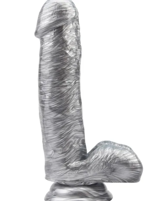 Heywood Jablome 17,8 cm Gümüş Rengi Dildo – Hissedilir Damarlı, Vantuzlu