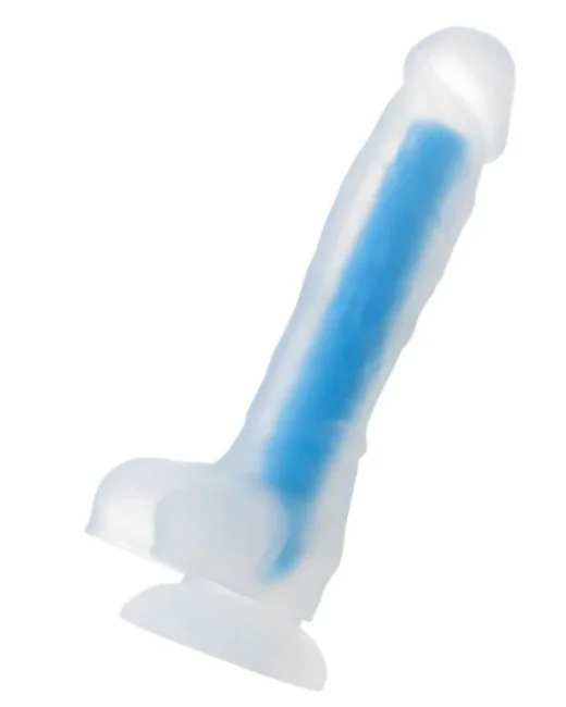 Beyond Mavi Matt Glow Gece Parlayan Dildo, Silikon, Şeffaf, 18 cm