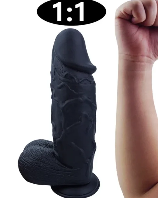 26 cm Siyah Realistik Dildo – Medikal Silikon – 970 g
