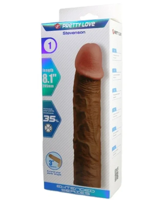 Stevenson Gerçek Hissiyatlı Uzatıcı Penis Kılıfı Kahverengi – Silikon