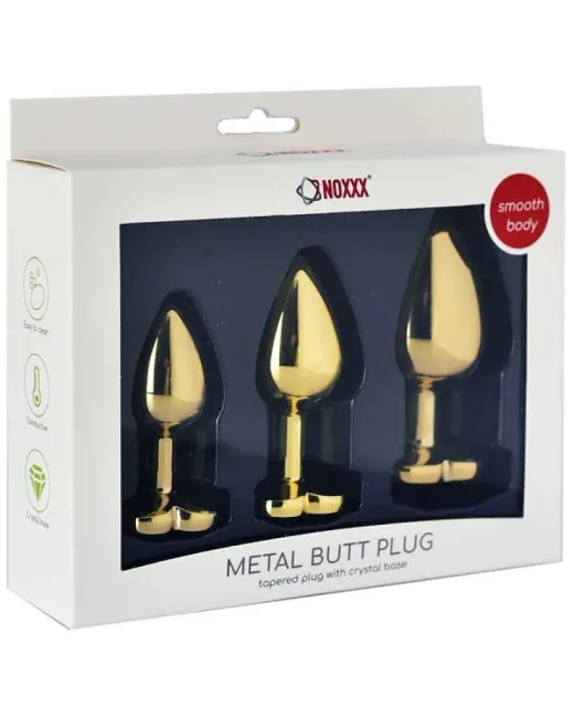 NOXXX Altın Renkli Kalpli Çelik Anal Plug – 3 Boy Set